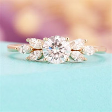 3 CTW Round Cut VVS1 Moissanite Engagement  Wedding Ring 14k Yellow Gold Plated