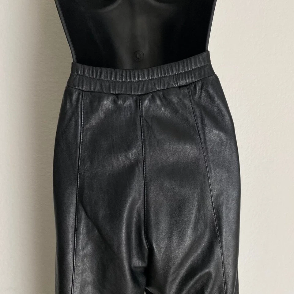 Zana Couture sz 12  black high rise VINTAGE 80s 100% Leather pants - Image 4 of 4