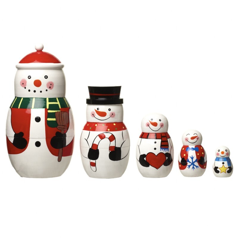 Heaven Sends Novelty Wooden Snowmen Christmas Nesting Set - Home Accessory