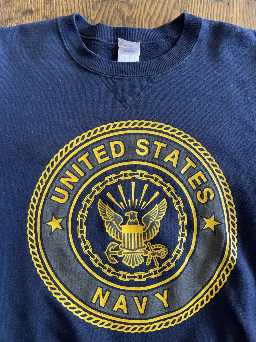 Vintage US Navy Sweatshirt USA 80s Rare Crewneck Made in USA 50/50 Blue Soffe S