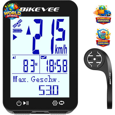 GPS Fahrradcomputer Kabellos IPX7 Wasserdicht 2,4 Zoll FSTN Display 28 Stunden
