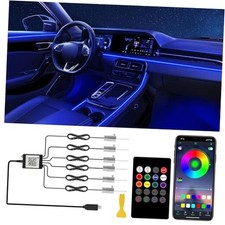 Interior Car LED Lights with Wireless APP/RF Remote Control, RGB 6 in 1