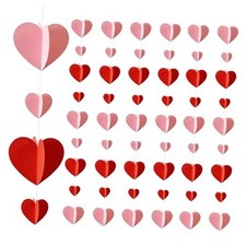 Valentines Day Red  Pink Heart Decorations, 6 String 54 Hearts red  pink