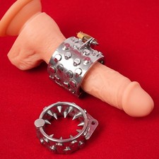 Metal CBT Spike Ball Stretcher Lockable Chastity Device Scrotum Ring for Men SM