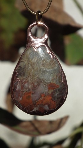 Mexikanische Achat Halskette / Crazy Lace Achat / Electroformed Copper - Bild 2 von 10