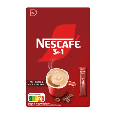 Nescafe 3in1 Typ Sticks Instantkaffee 10 Sticks á 15,5 g Packung 155g