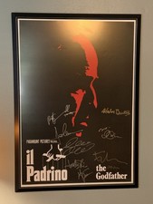 “The Godfather” Movie Poster Autographed (x9), Authenticated. 42 x 30 w Frame