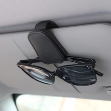 Car Visor Sunglasses Holder Magnetic Leather Glasses Clip Ticket Mount - US