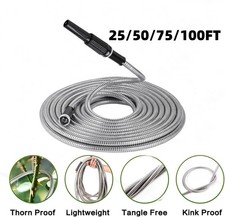 25 -100FT Stainless Steel Metal Flexible Lightweight Garden Water Hose Pipe
