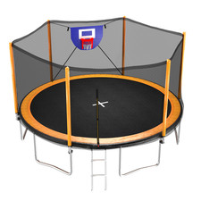 Upgrade- 14FT Trampoline with Basketball Hoop Inflator and Ladder