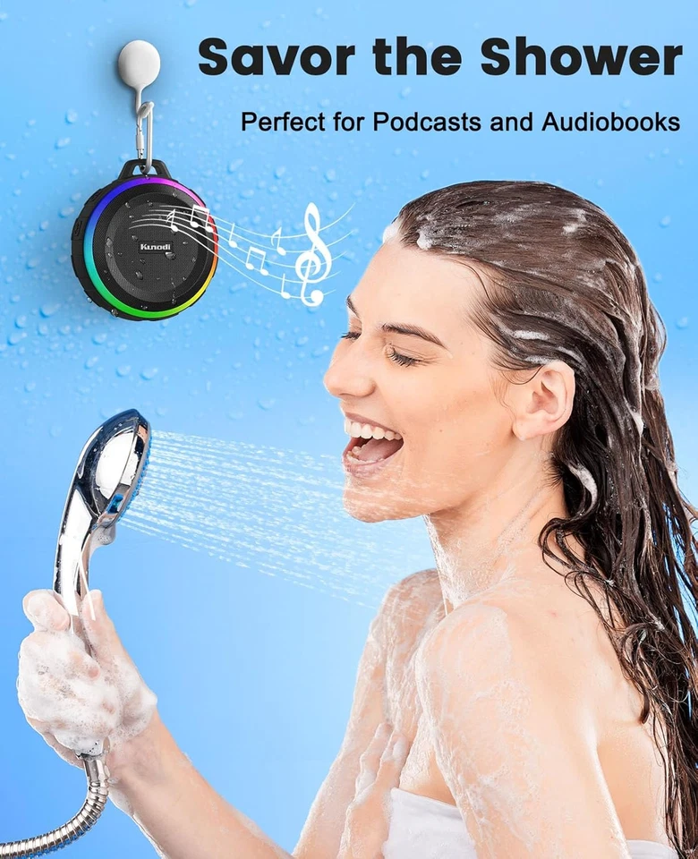 Kunodi Bluetooth Shower Speaker with IPX7 Waterproof, Dynamic Lights, Crisp Clea - Image 4 of 4