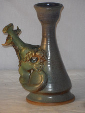 Rare Vintage Julian Francis The Dragon Pottery Scotland Dragon Candlestick 18cms