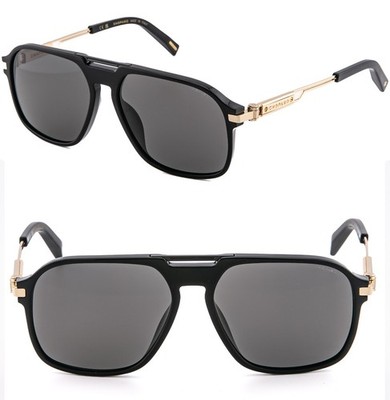 CHOPARD 347 Classic Racing Aviator Black Gold SCH347 Polarized Sunglasses 700P