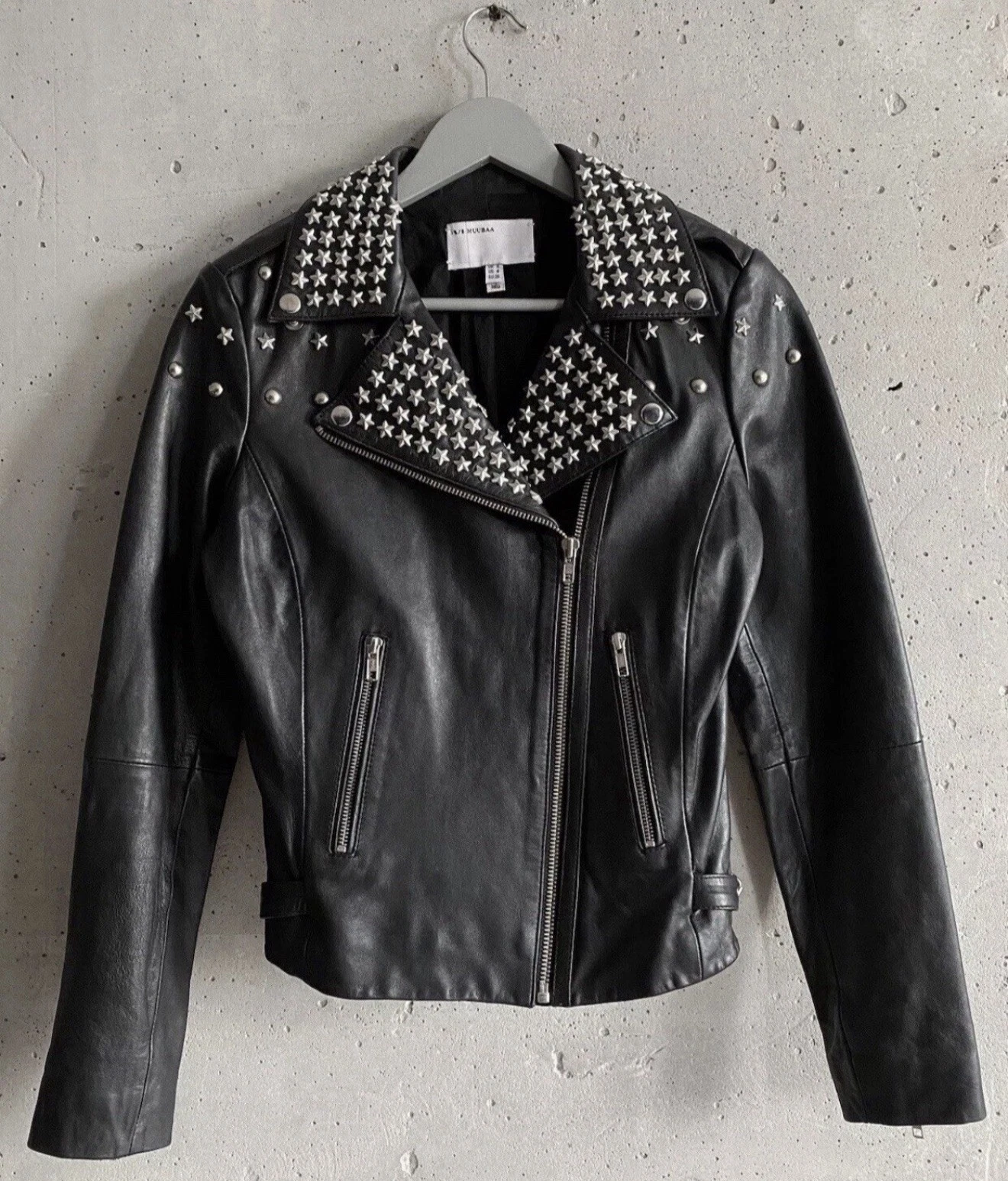 Chrome hearts style biker leather jacket Muubaa Lambskin women’s Size 4