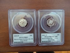 2015-W SILVER Dime P & W SILVER ROOSEVELT MARCH OF DIMES PCGS PF69 AND PF69DCAM
