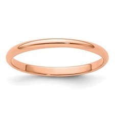 14k Rose Gold 2mm Lightweight Half Round Wedd...