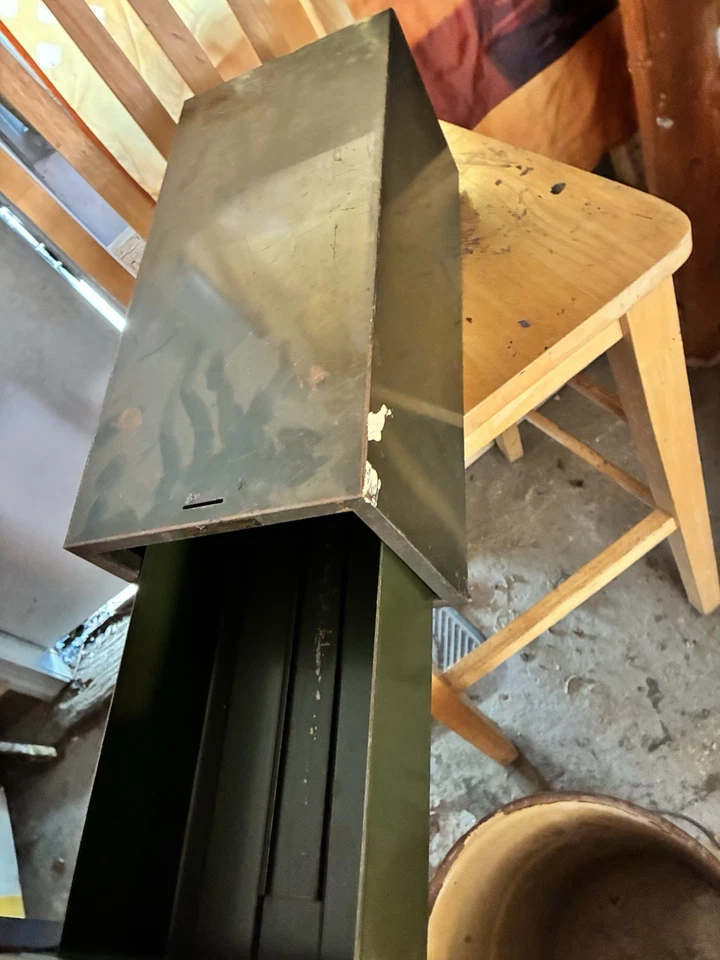 Armário de cartão Steel Master verde metal gaveta de arquivo vintage, 16X10,5X8,5 polegadas - Imagem 3 de 3