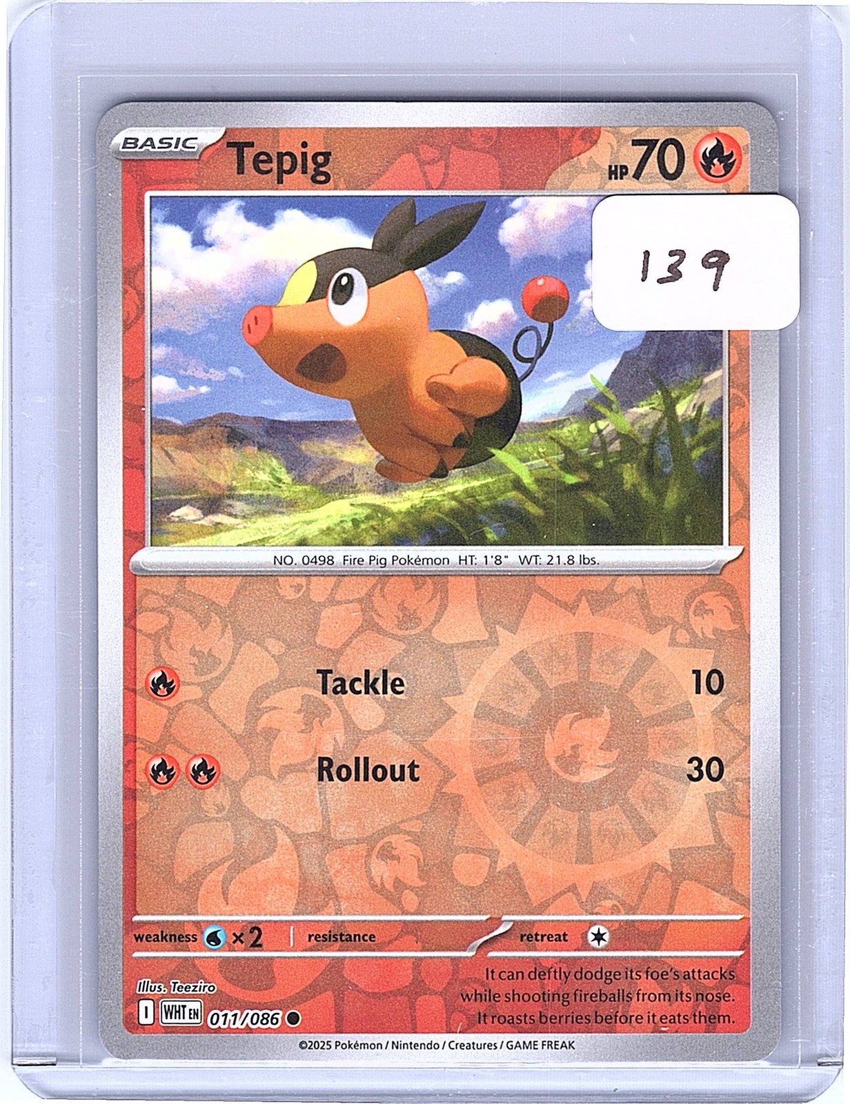Tepig Reverse Holo Common SV: White Flare 011/086 NM