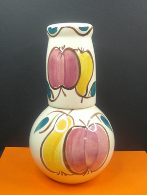Purinton Pottery, Tumble-Up/Night Set/Carafe, Apple Pear, c1940's, ExCd, USA