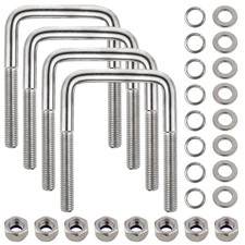 4 Set Stainless Steel Square U Bolt Kit for Boat Trailer, Heavy Duty U-Bolt w...
