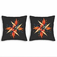 Vibrant Floral Throw Pillow Covers 18x18in Set of 2 - Colorful Petals Design 