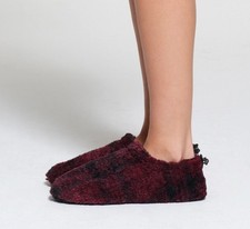 New Women's SKIMS Wine Plaid Fleece Sleep Unisex Slipper Size US10.5/EU41