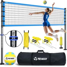 Professional Volleyball Net Set Heavy Duty Portable with Poles Ball Pump Outdoor