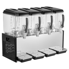 Uimoso Commercial Beverage Dispenser 12L x 4 Tanks for Cold Juice and Drinks