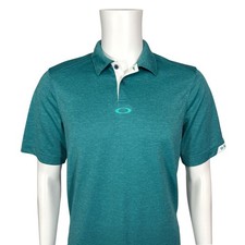 Oakley Mens Regular Fit Short Sleeve Polo Shirt Teal Heather Logo Size Medium