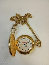 BNSF Railway Gold Tone Pocket Watch Selco Geneva Pocket Watch With Chain