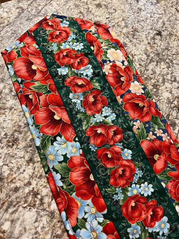 Handcrafted-Quilted Table Runner- Spring Will Come -Poppies, Poppies - NEW '26