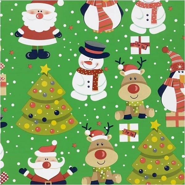 Geschenkpapier - Rolle Weihnachten Schneemann Rentier 50 CM X 5 M NEU OVP-image