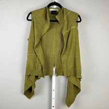 r. Browning Green Stripe Waterfall Cardigan Sweater Vest Womens O/S Pima Cotton