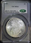 1891 P $1 Morgan Silver Dollar CACG MS63 Choice BU Lustrous Better Date Coin