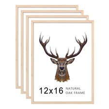 12x16 Frames Natural Oak Wood Frames with Acrylic Plexiglass, 4 Pack