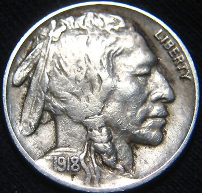 Nice Original Better Date 1918-P BUFFALO NICKEL 5¢ FREE SHIPPING! KW83TY