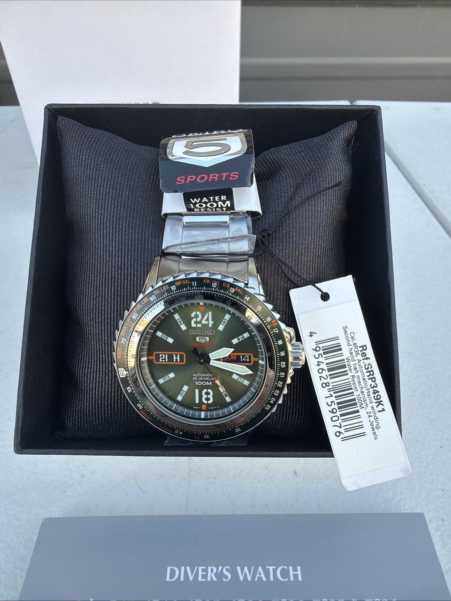 NOS Vintage Seiko 5 Sports SRP349K1 Automatic Date Stainless Mens