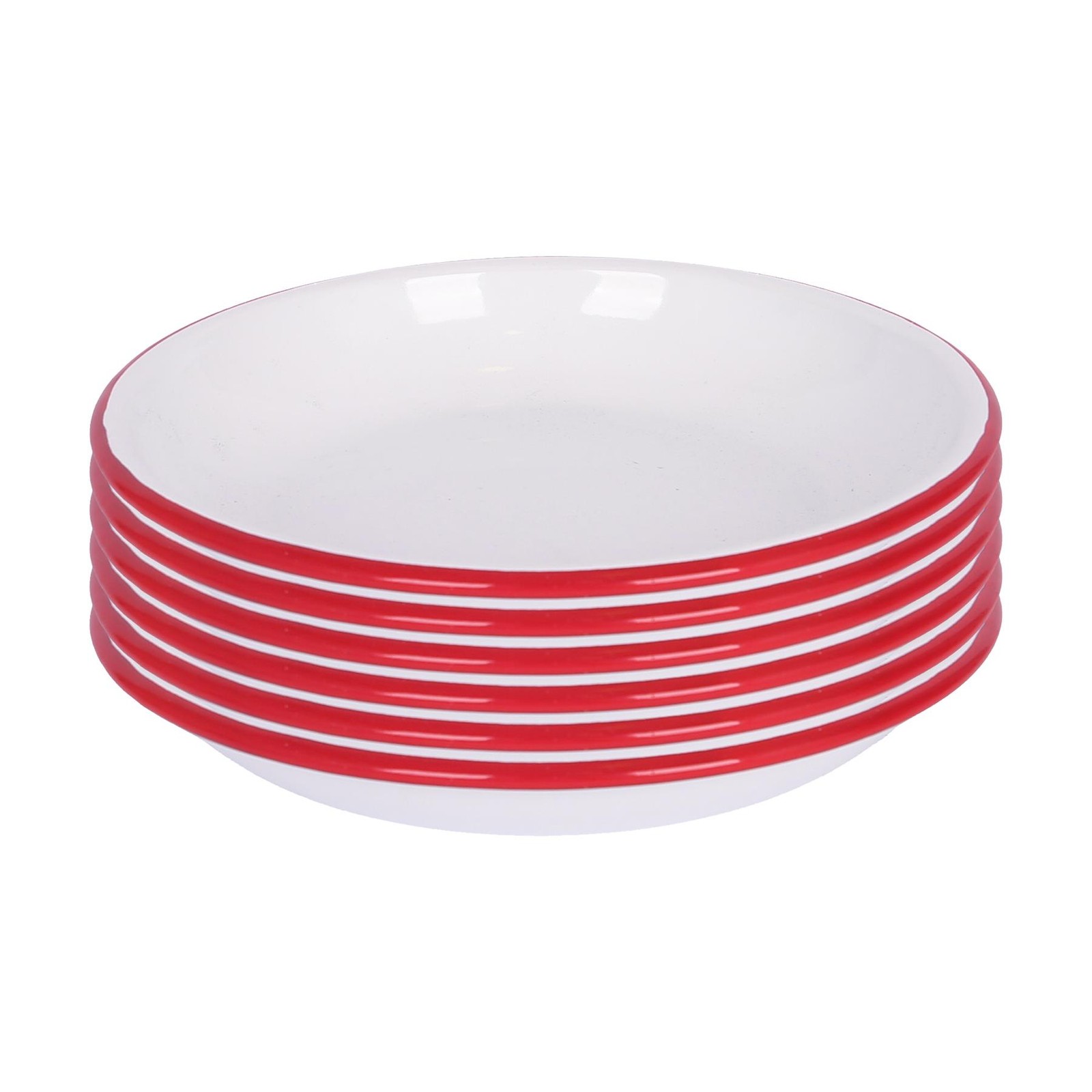 B&Q -  White Enamel Pasta Bowls20CmRedPack Of 6 - Image 2