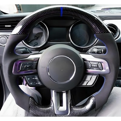 Alcantara Leather Real Carbon Fiber Steering Wheel For 2015-2023 Ford Mustang GT