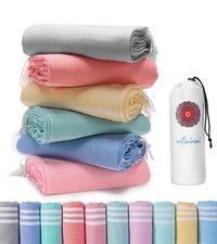 6 Packs Cotton Turkish Beach Towels Quick Dry Sand Free Soft Absorbent Extra