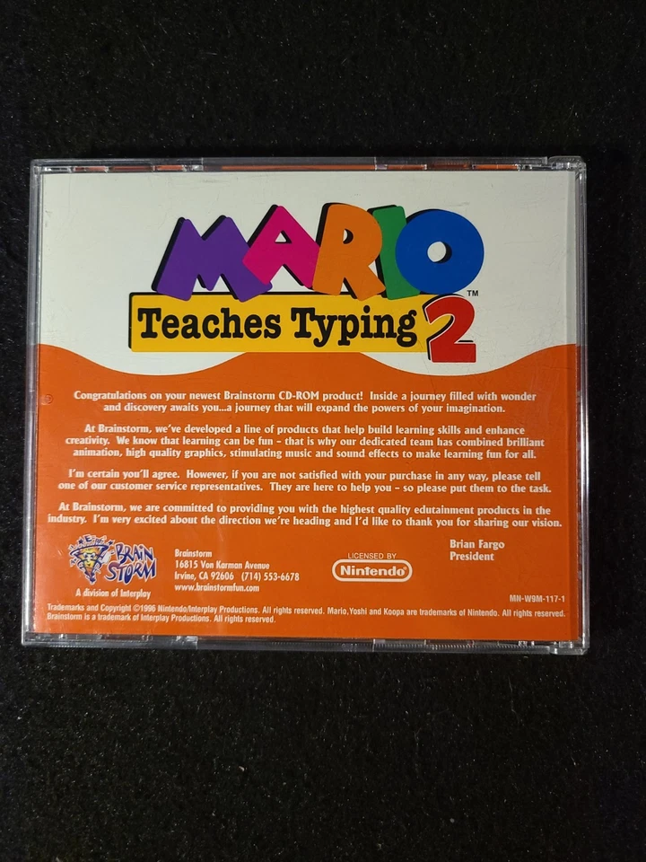 Mario Teaches Typing 2 Win/Mac 1996 CD-ROM Game Nintendo OLP  - Image 2 of 4
