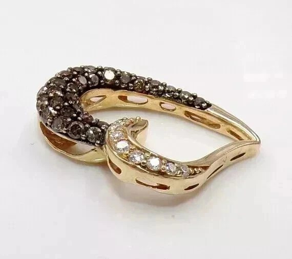 Colgante de corazón enchapado en oro amarillo de 14 quilates con diamantes de chocolate creado en laboratorio corte redondo de 2 quilates Foto 2 de 3