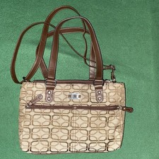 Borsetta donna modello geometrico tracolla beige e marrone doppio manico usata