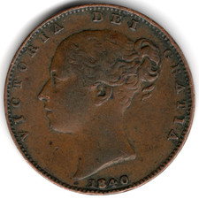 1840 FARTHING COIN QUEEN VICTORIA COPPER GOOD CONDITION S3950 V345