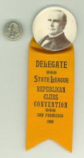 1898 William McKinley Political Pinback Button w/ Silk Ribbon California LEAGUE