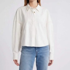 FRAME The Bubble Shirt Womens L White Cotton ...