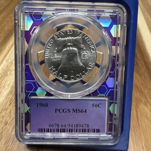 1960 Silver Franklin Half Dollar ~ PCGS MS64 ~ Purple Core TraderBea 50c