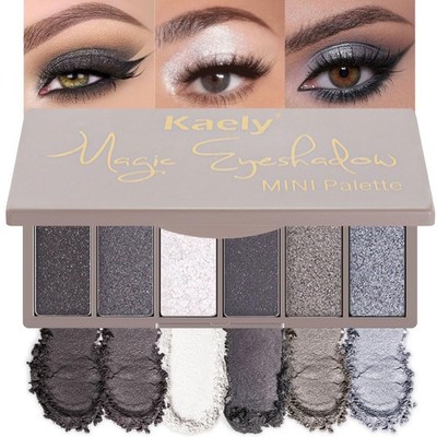 evpct 6 Colors Smokey Grey Eyeshadow Palette, Black Smoky Gray White Silver T...