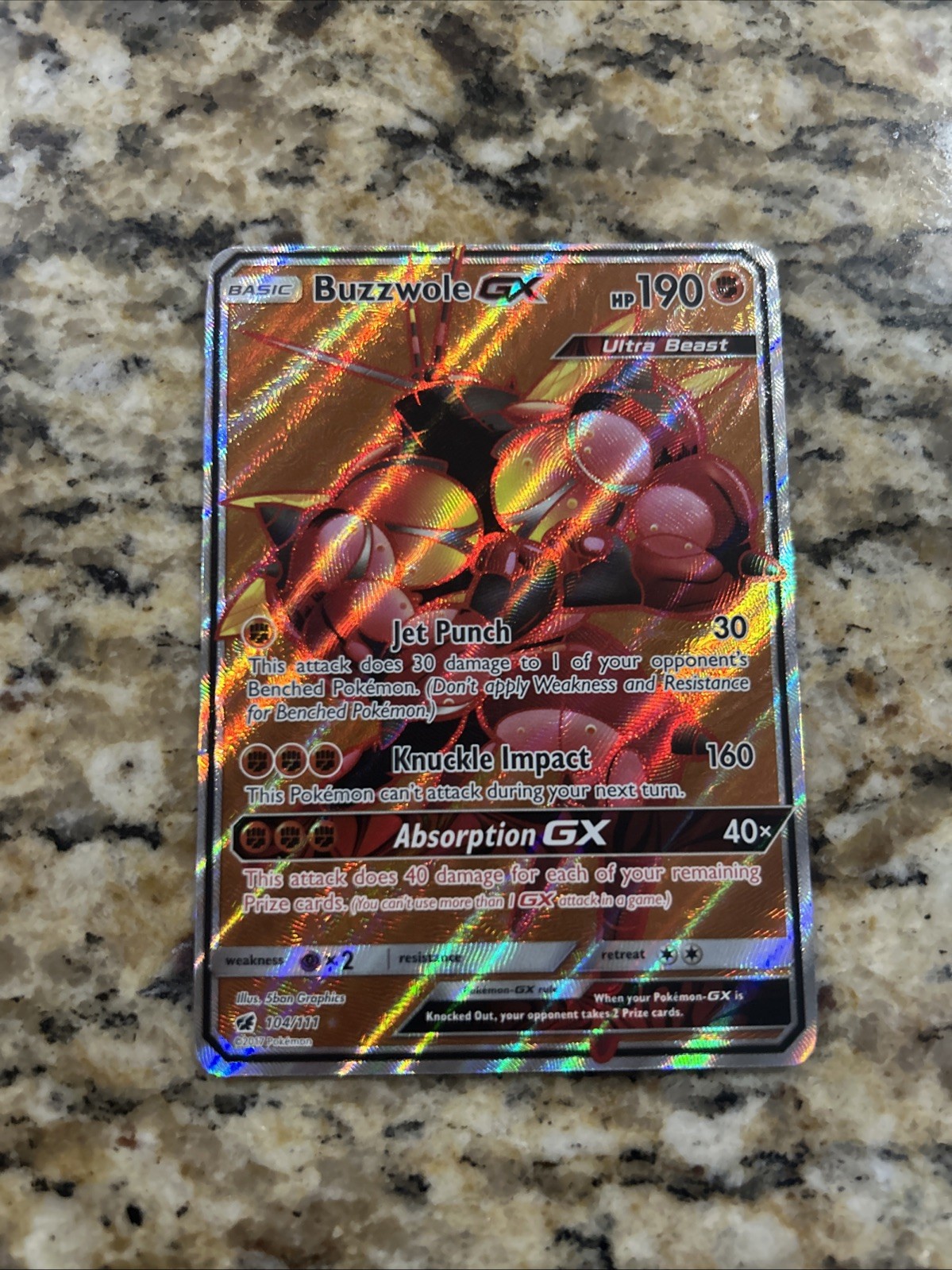 Pokémon TCG Buzzwole GX Holo Secret Rare 104/111 Crimson Invasion Near Mint