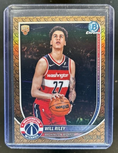 2025-26 Bowman Will Riley Chrome RC Steel Metal Refractor Rookie #/100 Wizards